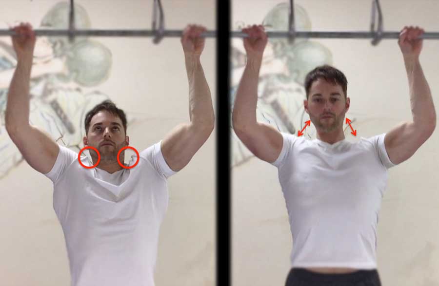 Keep your shoulders down during pull-ups